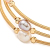 Four-Loops Brass & Natural Freshwater Pearl Beaded Wrap Bracelets for Women BJEW-F470-02G-3