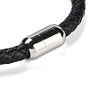 Natural Sunstone Round Bead Braided Leather Cord Bracelets for Men Women BJEW-A009-11P-04-3