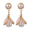 Glass Seed Bead Shell Shape Dangle Stud Earrings EJEW-MZ00273-1