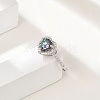 Rhodium Plated 925 Sterling Silver Moissanite Adjustable Rings for Women RJEW-U038-13P-03-2