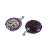 Natural Amethyst Flat Round Pendants G-Q188-01P-09-2