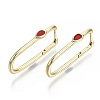 Brass Enamel Huggie Hoop Earrings EJEW-N011-33-NF-2