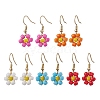 Glass Seed Flower Dangle Earrings EJEW-JE06152-1