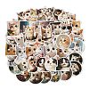 50 Pieces Oil Painting Series Cat Shape Paper Stickers STIC-R001-28-1