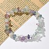 Chips Natural Fluorite Beaded Stretch Bracelets BJEW-JB01826-01-7