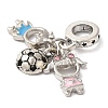 Rack Plating Alloy Light Rose Rhinestone European Dangle Charms PALLOY-S189-17P-2