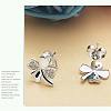 Real Platinum Plated Brass Four Leaf Clover Stud Earrings EJEW-EE0001-231-8