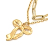 304 Stainless Steel Bowknot Pendant Necklaces NJEW-L182-001G-03-6