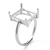 Rectangle Adjustable 925 Sterling Silver Ring Components STER-G042-11P-1