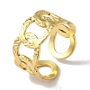 Vacuum Plating 201 Stainless Steel Curb Chain Open Cuff Rings for Women RJEW-C092-16G-1