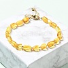 Natural Amber Beaded Stretch Bracelets for Women AJEW-K050-02-2