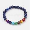 Lapis Lazuli Beaded and Gemstone Beaded Stretch Bracelets BJEW-P065-B-10-1