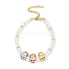 Rack Plating Brass Micro Pave Cubic Zirconia Charm Bracelets BJEW-P341-12G-01-1