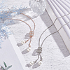 ANATTASOUL 2Pcs 2 Color Plastic Imitation Pearl Pendant Lariat Necklace with Crystal Rhinestone NJEW-AN0001-18-7