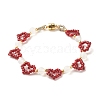 Glass Seed & Natural Agate Beaded Bracelet with Brass Magnetic Clasp BJEW-JB07803-3