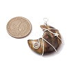 Natural Tiger Eye Copper Wire Wrapped Pendants PALLOY-JF02686-01-2