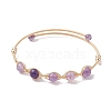 4Pcs 4 Style Natural Mixed Gemstone Round Beaded Cuff Bangles Set BJEW-JB10112-3