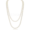 Baking Paint Pearlized Glass Pearl Round Beaded Long Necklaces NJEW-SW00066-03-1