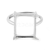 Rectangle Adjustable 925 Sterling Silver Ring Components STER-G042-09P-2