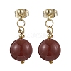 Natural Carnelian Round Beads & 304 Stainless Steel Components Dangle Earrings for Women EJEW-JE06231-04-2