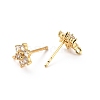 Brass Micro Pave Cubic Zirconia Stud Earrings Findings ZIRC-C027-14G-02-RS-2