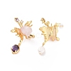 Rhinestone Butterfly with Teardrop Dangle Stud Earrings PW23032791979-4