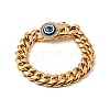 Ion Plating(IP) 304 Stainless Steel Curb Chains Bracelet with Crystal Rhinestone BJEW-E009-05G-02-1