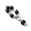 Natural Black Onyx(Dyed & Heated) Round Tassel Big Pendants PALLOY-JF03281-02-4