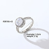 Fashionable Unisex Brass Micro Pave Clear Cubic Zirconia Solitaire Ring VA2990-21-1