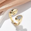 Brass Micro Pave Clear Cubic Zirconia Cuff Rings for Women RJEW-U041-01G-1