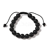 10mm Round Natural Black Onyx(Dyed & Heated) Braided Bead Bracelets BJEW-C067-01C-29-2