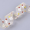 Flower Pattern Printed Polyester Organza Ribbons ORIB-Q034-03-3