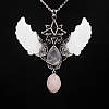 Natural Rose Quartz Angel Wing Big Pendants PW-WG35423-01-1