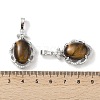 Natural Tiger Eye Oval Pendants G-NH0025-15P-10-3