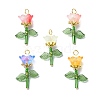 Flower Transparent Glass & Golden Pendants PALLOY-TA00098-1