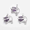 Natural Amethyst Kitten Pendants G-J386-C02-1