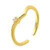 2Pcs 2 Styles Brass Micro Pave Clear Cubic Cuff Zirconia Rings for Women RJEW-S399-04G-5