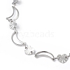 Non-Tarnish 304 Stainless Steel Moon & Heart Link Chain Bracelet for Women BJEW-G669-19P-2