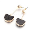 Natural Druzy Quartz Dangle Stud Earrings EJEW-F171-02G-2