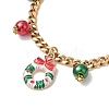 Christmas Theme Alloy Enamel Christmas Wreath Charms Bracelets for Women BJEW-JB11135-3