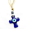 Evil Eye Cross Lampwork Pendant Decorations PW-WG066E4-01-4