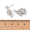 Brass with Clear Cubic Zirconia Stud Earring Findings KK-G499-06P-3