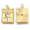 Brass Micro Pave Clear Cubic Zirconia Pendants ZIRC-O036-53G-2