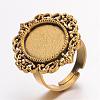 Vintage Adjustable Iron Finger Ring Components Alloy Cabochon Bezel Settings PALLOY-Q300-09AG-NR-2