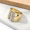 Brass Micro Pave Clear Cubic Zirconia Cuff Rings for Women RJEW-U041-11G-3