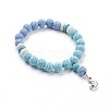 Natural Lava Rock Beads Stretch Charm Bracelets BJEW-E376-01-3