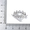 Rack Plating Brass Micro Pave Clear Cubic Zirconia Heart Crown Connector Charms KK-A234-060P-3