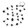 Natural Obsidian Nuggets Link Chain Necklaces NJEW-H041-06P-04-1