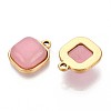 Natural Rose Quartz Square Pendants STAS-N109-211C-G-2