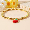 Fashionable Brass Enamel Red Apple Pendant Bracelets UR8735-2